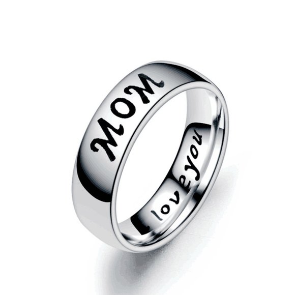 "MOM" Script Band Ring Size 6 Minimalist - Picture 1 of 3